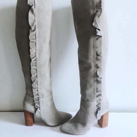 NEW Joie Laisha Knee High Suede Ruffle Boots Sz 7 - Picture 5 of 6